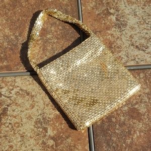 Jessica McClintock chainmail wristlet bag,gold